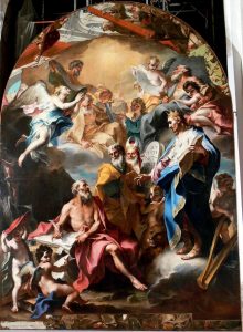 071- del Legnanino, San Gerolamo traduce le sacre scritture. Con Davide con la corona e la cetra, Mosè con la legge ed Aronne con il copricapo tipico dei sommi sacerdoti