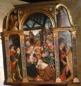 143-sala 9 Adorazione dei Magi a sinistra: Anna e Gioacchino a destra: visita a Elisabetta cimasa: annunciazione