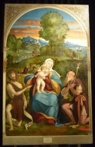 39-Madonna col Bambino e San Giovanni Battista e Gerolamo (è un cardinale perchè c'è il suo cappello per terra (galero)