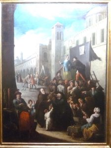 091-G.Michele Graneri: incontro tra S. Filippo Neri e S. Felice di Cantalice, che fanno a gara a chi beve più vino (1754)